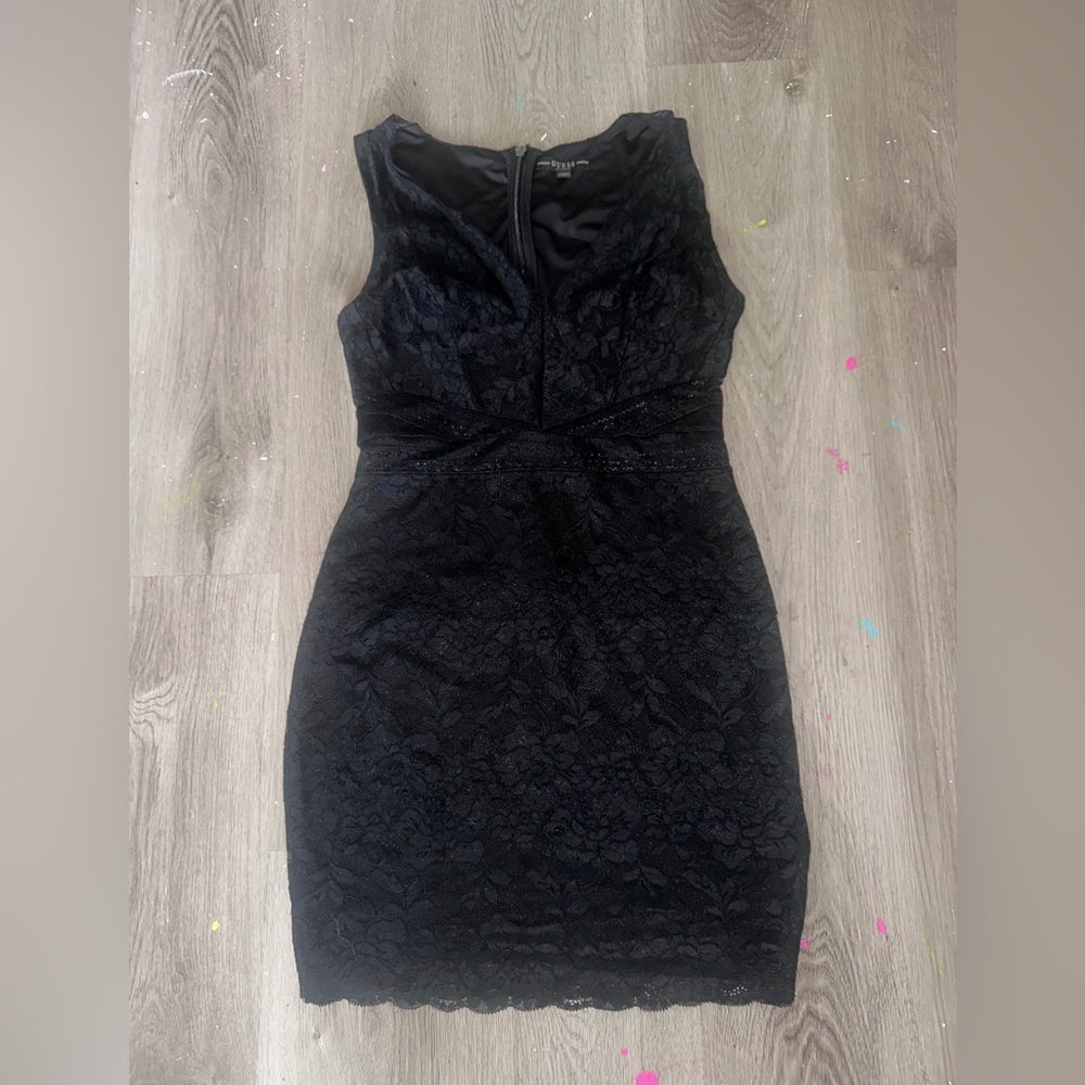 GUESS Black Floral Lace Dress